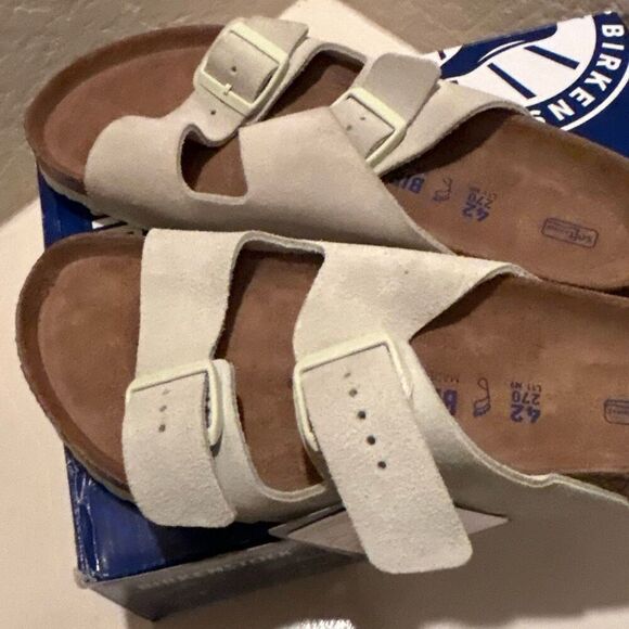 Birkenstock Women’s 11 Arizona Slide Sandals Faded Lime Suede Leather Hippie NWT - Picture 4 of 11